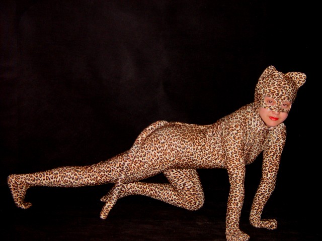 Leopard Open Face Spandex Zentai Suit